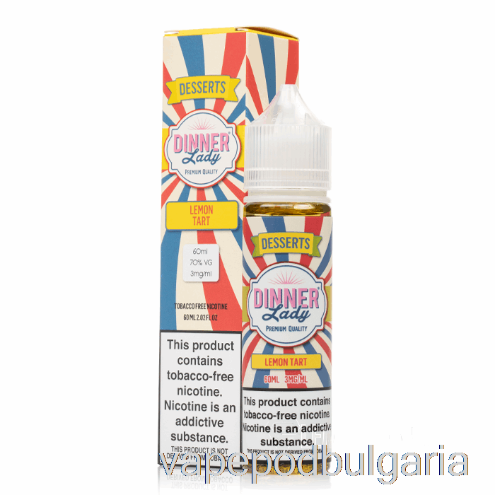 Vape 10000 Дръпки Lemon Tart - Vape Dinner Lady - 60ml 3mg